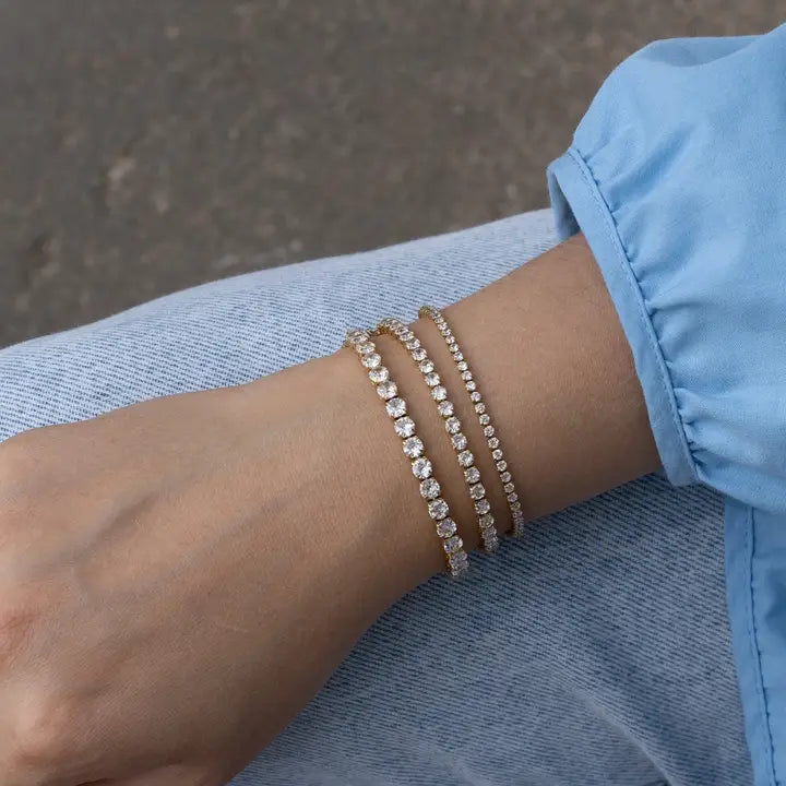 Tennis Bracelet. Premium Pv Plated Stainless Cz. Latch Clasp