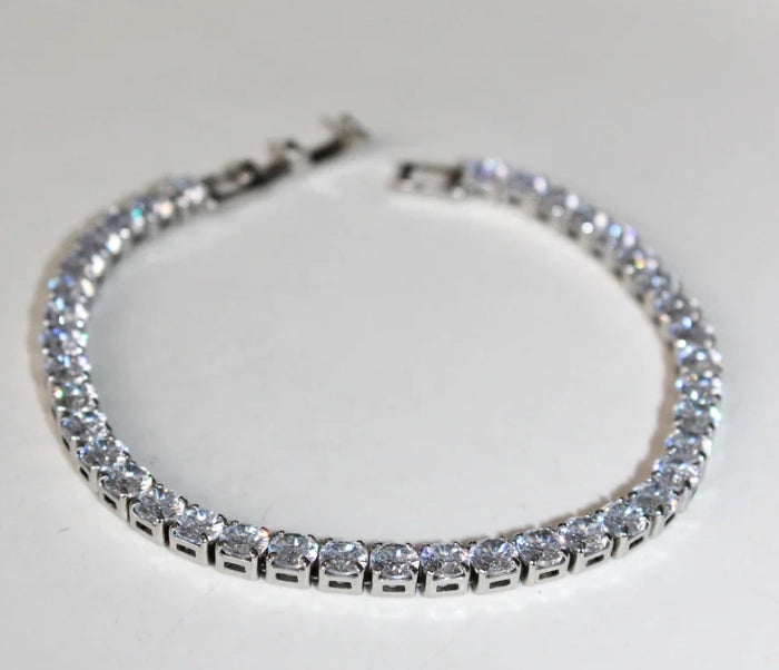 Tennis Bracelet. Premium Pv Plated Stainless Cz. Latch Clasp
