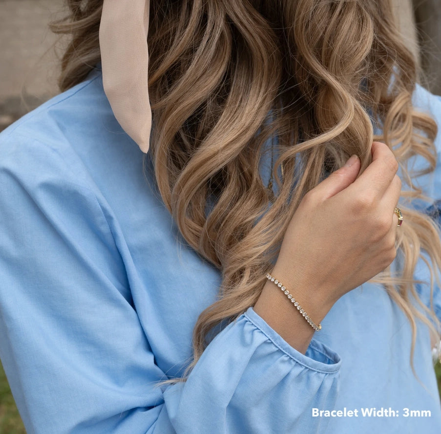 Tennis Bracelet. Premium Pv Plated Stainless Cz. Latch Clasp