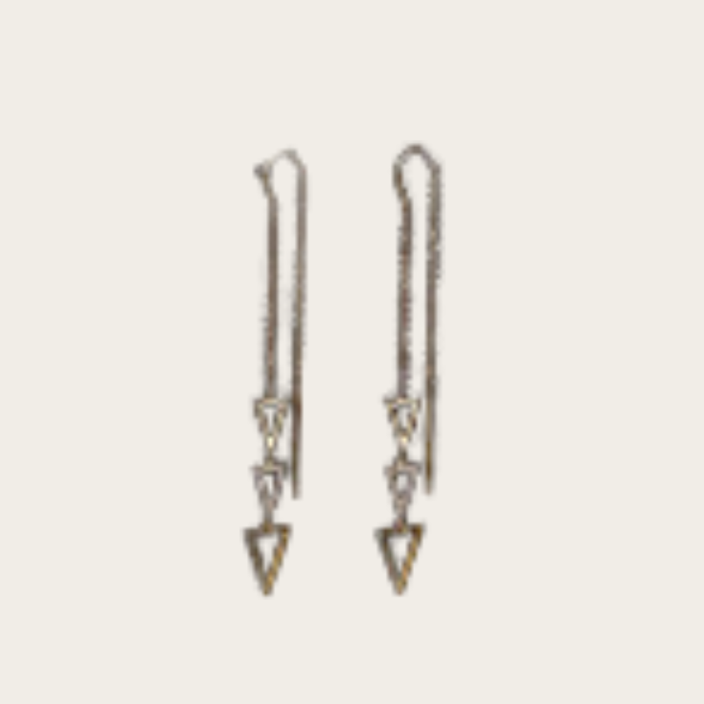 Three Dangling Triangle Diamond Earrings on Chain