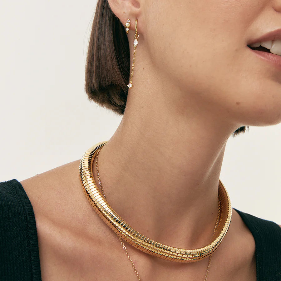 Tobogas, Cobra Omega Collar Necklace- Steel