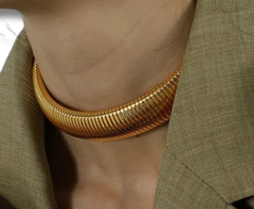 Tobogas, Cobra Omega Collar Necklace- Steel