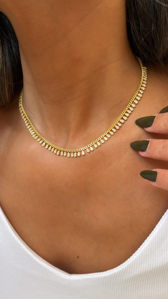 925 Sterling Silver Real Gold Plated Multi Dangling Zirconia
