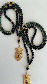 Natural Ruby & Onyx Matt Plated Tulip