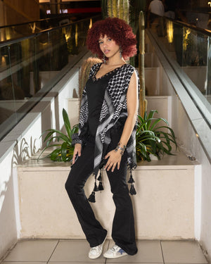 Kufiyah Wing Top - Black White