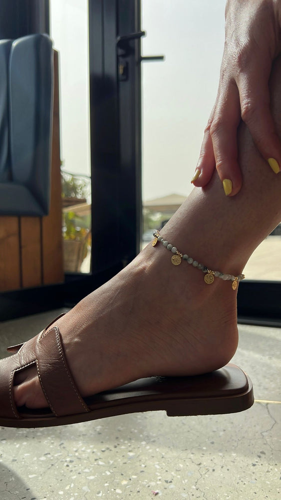 Natural Tree Agate Multi Coin - Anklet