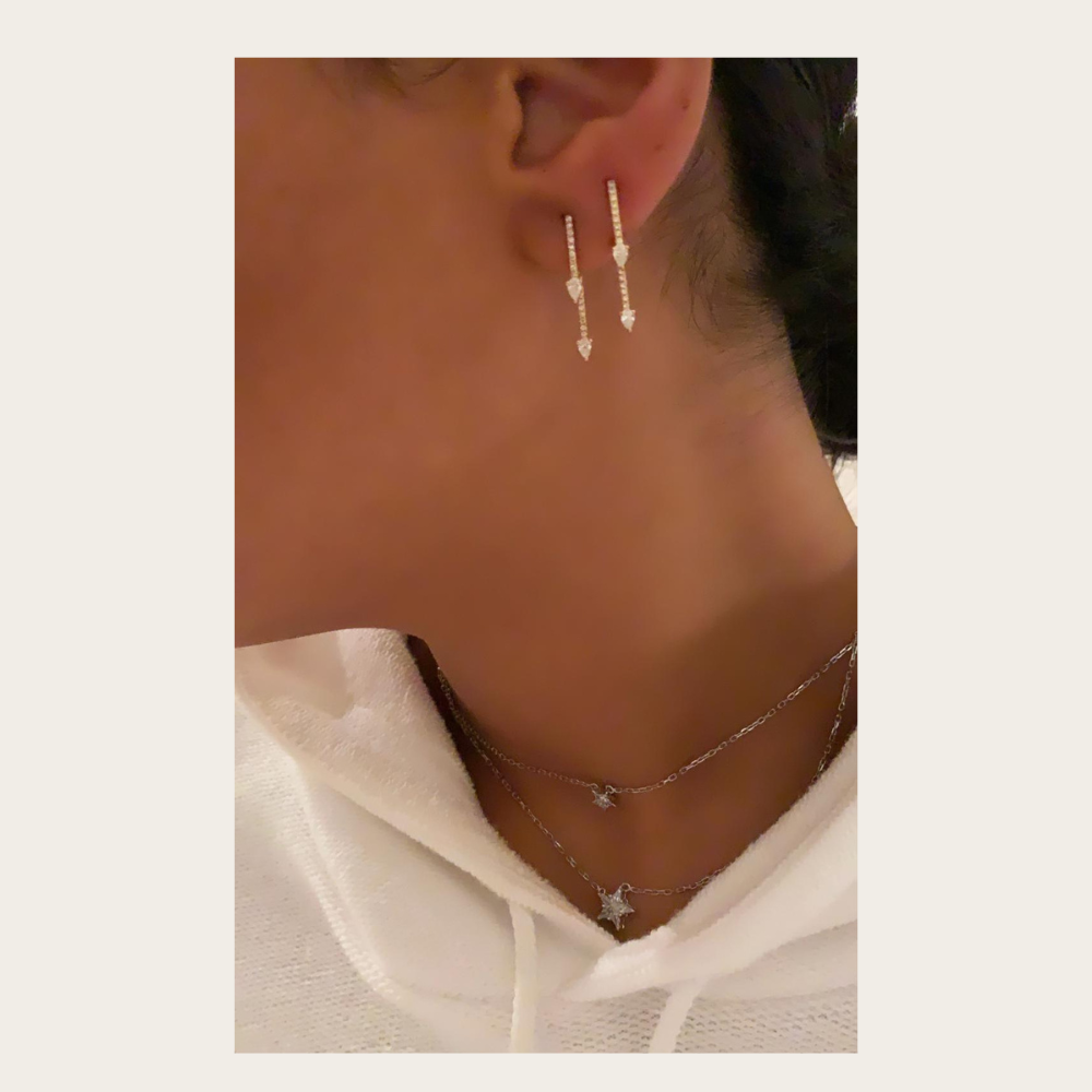 White Diamond Arrow Pear Earrings  - RG
