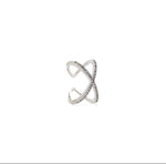 Criss Cross Rhodium Plated