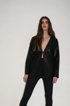 Eros Faux Leather Jacket-Black