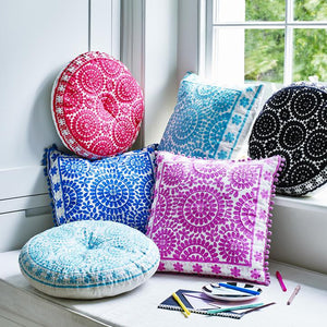 Souk Embroidered Square Cushion - Turquoise