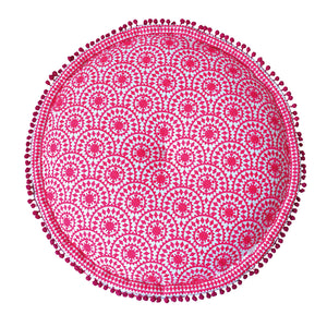 Casablanca Embroidered Pouf - Fuchsia