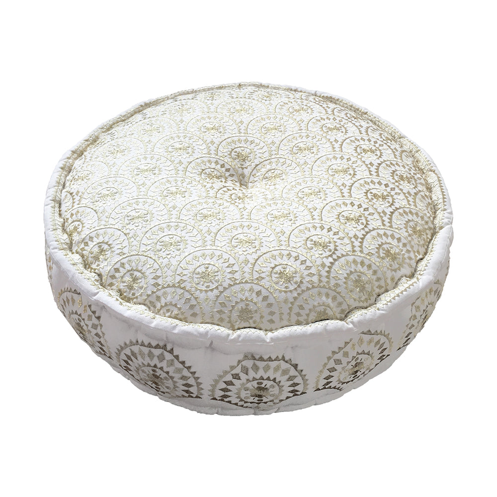 Casablanca Embroidered Pouf - Gold Metallic