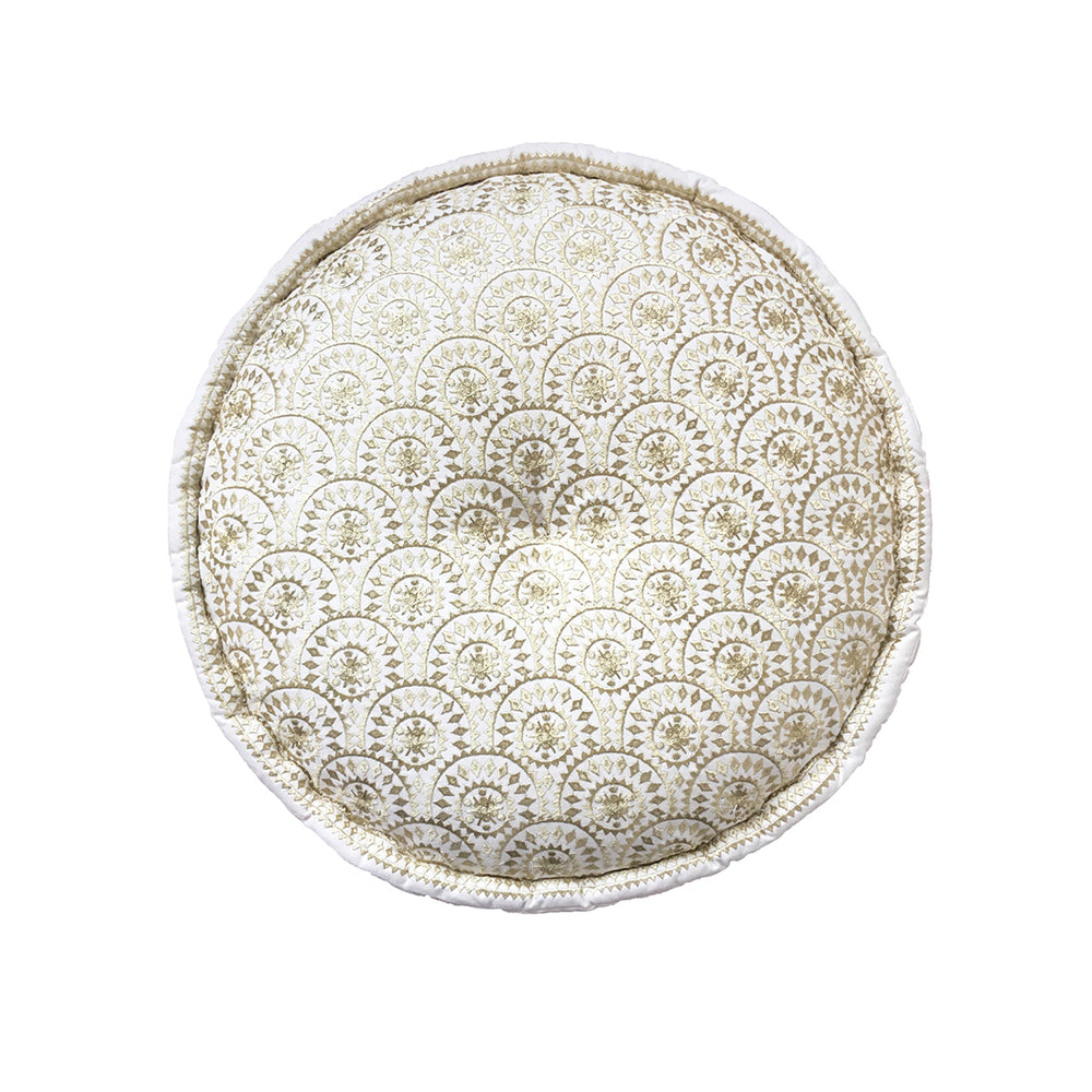 Casablanca Embroidered Pouf - Gold Metallic