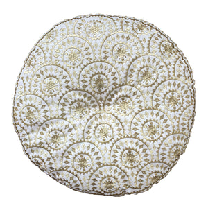 Casablanca Embroidered Round Cushion - Gold Metallic