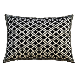 Timbuktu Diamond Embroidered Rectangular Cushion - Black