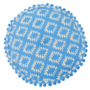 Aztec Embroidered Pouf Bubblegum Blue