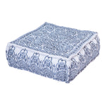 Antalya Embroidered Square Pouf Grey on White