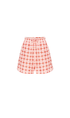 GRAPEFRUIT GINGHAM LINEN SHORT