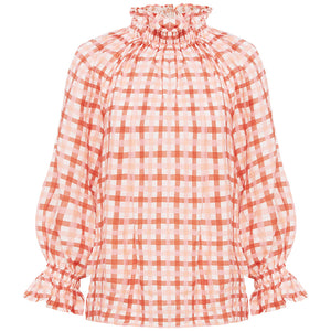 GRAPEFRUIT GINGHAM GARLAND BLOUSE