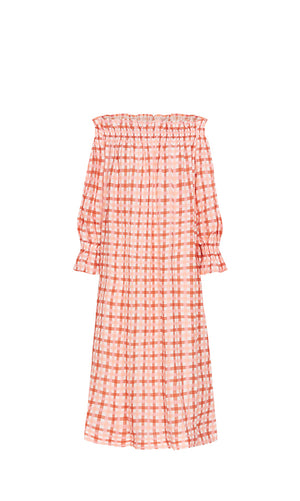 GRAPEFRUIT GINGHAM SPALLA MAXI