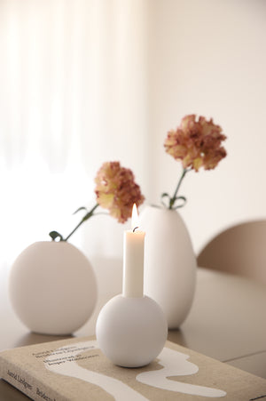 CANDLESTICK BALL 10CM WHITE