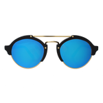 Milan II Sunglasses - Matte Black/Gold/Blue Mirror