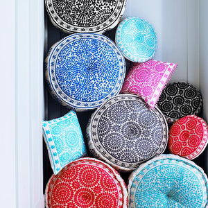 Nomad Embroidered Pouf - Grey