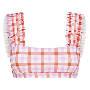 PASSIONFRUIT GINGHAM RUFFLE BRA