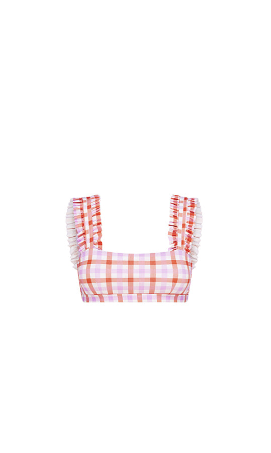 PASSIONFRUIT GINGHAM RUFFLE BRA