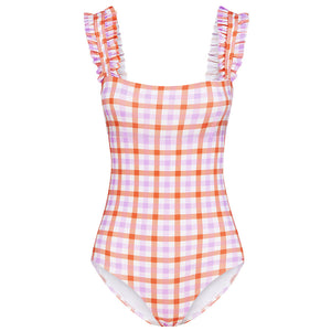 PASSIONFRUIT GINGHAM RUFFLE ONE PIECE