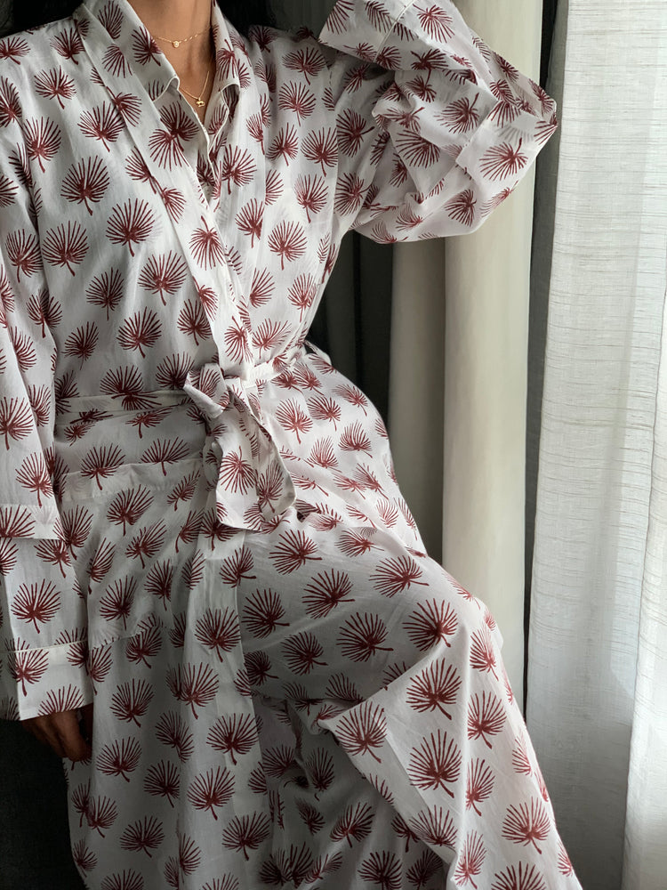 COTTON LONG SLEEVES ROBES NATURE PRINTS
