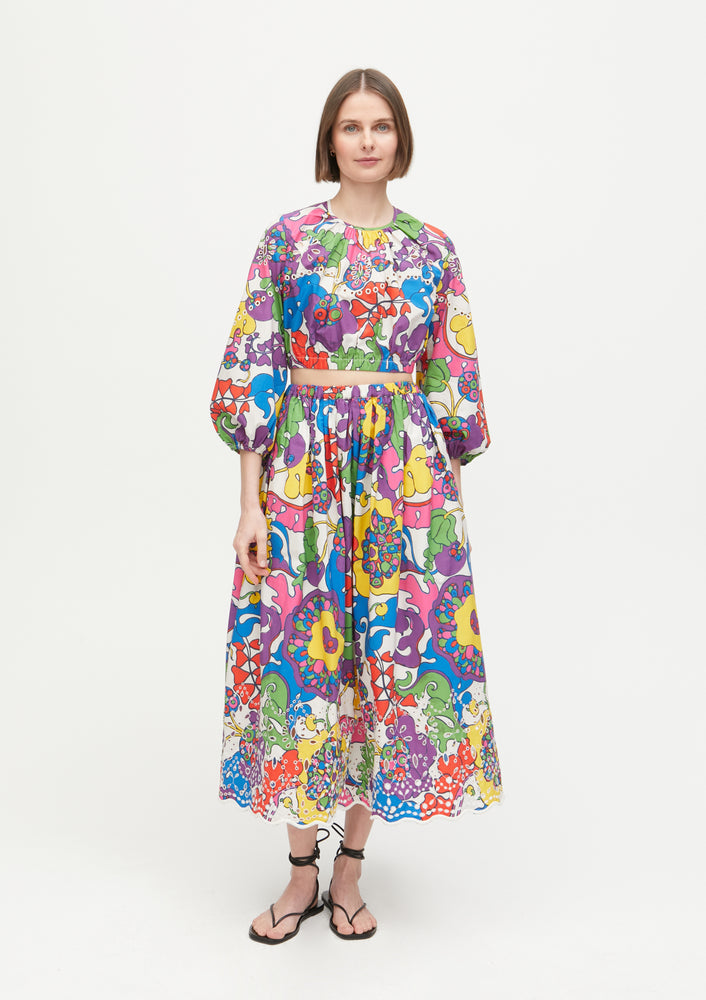 Audrey Skirt - Woodstock Floral Rainbow