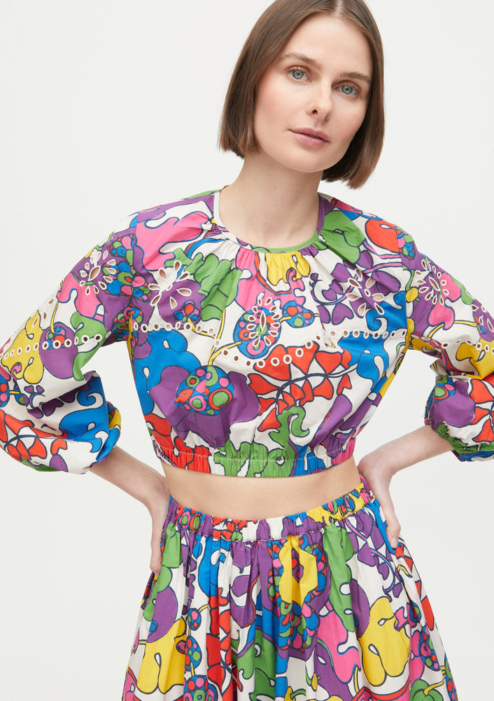 Adeline Top - Woodstock Floral Rainbow