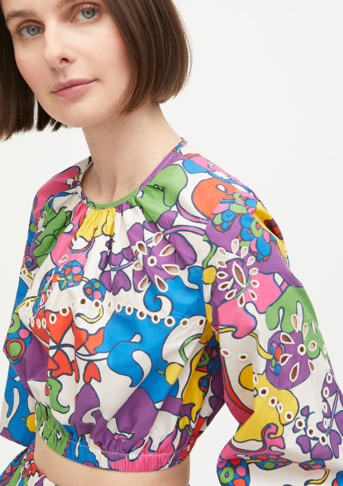 Adeline Top - Woodstock Floral Rainbow