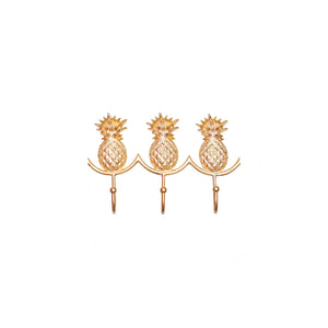 Pineapple Hooks Row of 3 Gold