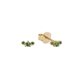 Moonlight Goldplated Sterling Silver Earrings Three Dots green