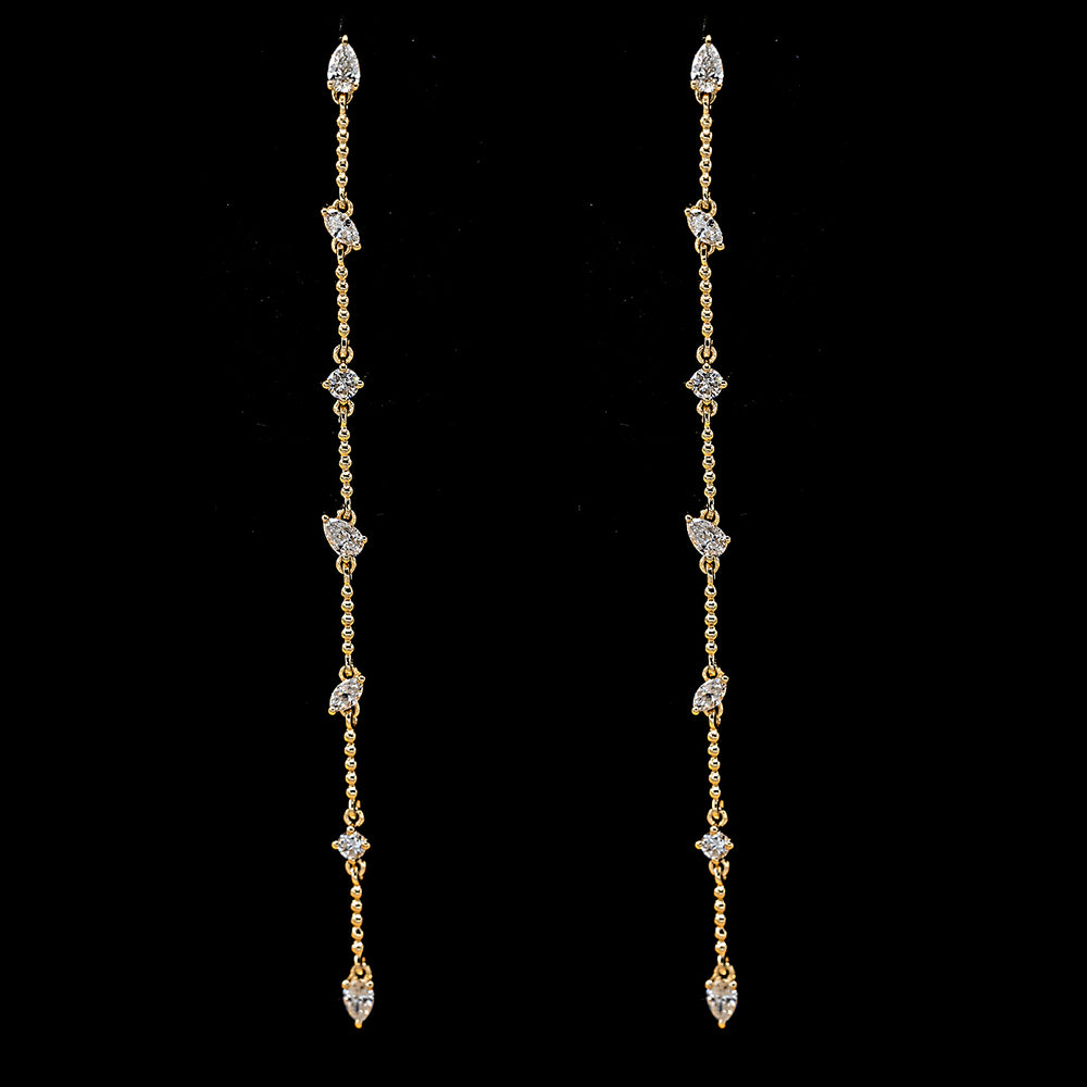 Long Diamond Earrings - YG (3.62gm)