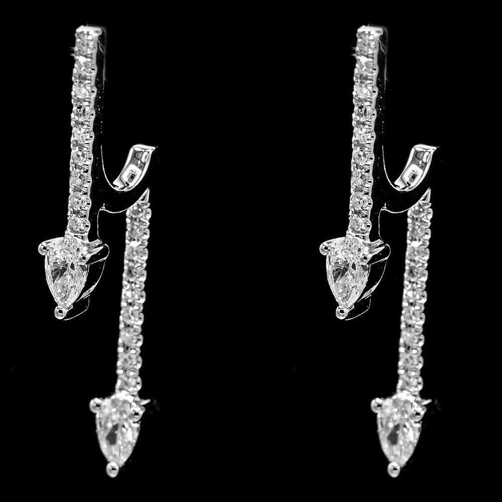White Diamond Arrow Pear Earrings - WG