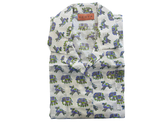 COTTON LONG SLEEVES PYJAMAS ELEPHANT PRINTS