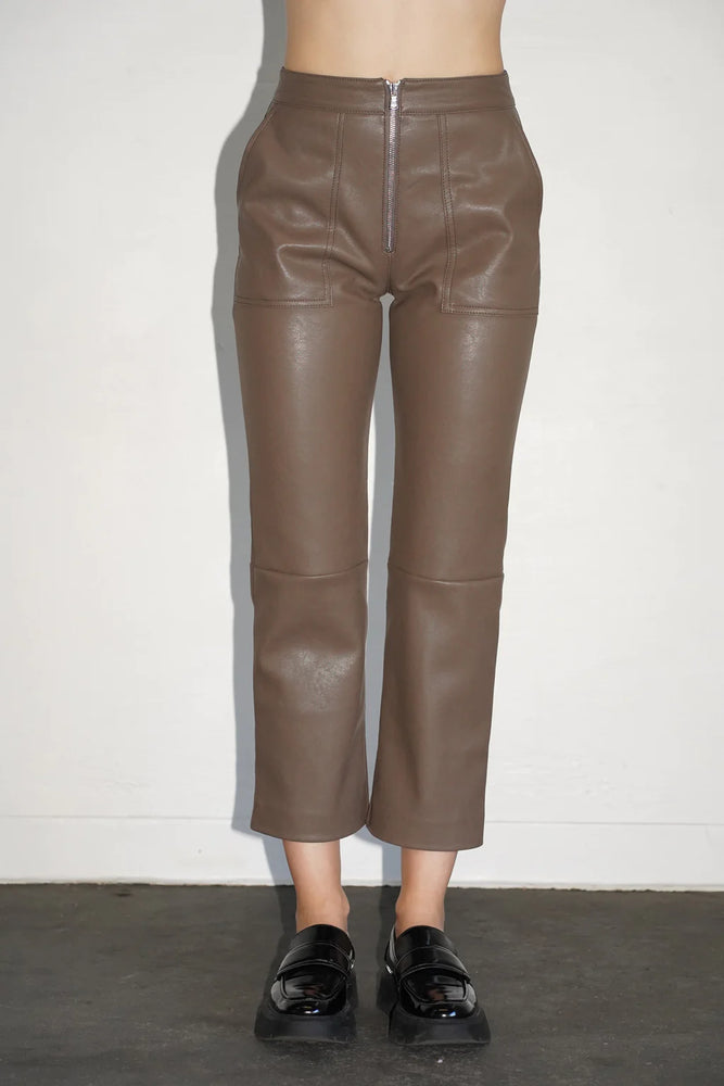 Vegan Leather Exposed Zip Pant