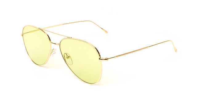 Wooster Sunglasses - Gold/Green Flat See Through