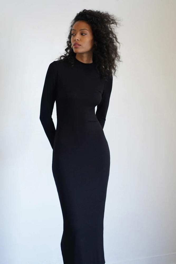 Merredin Heavy Rib Dress-Black