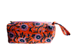 COTTON TOILETRY BAG - Orange Purple Flowers