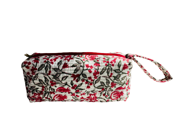 COTTON TOILETRY BAG - Pomegranate White