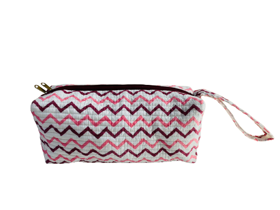 COTTON TOILETRY BAG - Andalusia Dark Pink Star