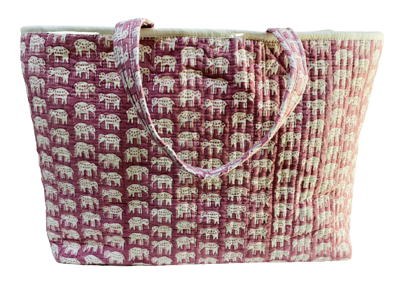 COTTON BEACH BAG - Pink Pale Elephant