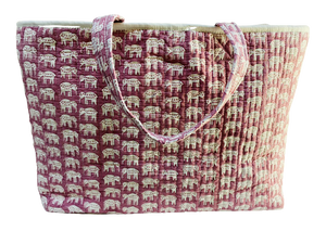 COTTON BEACH BAG - Pink Pale Elephant