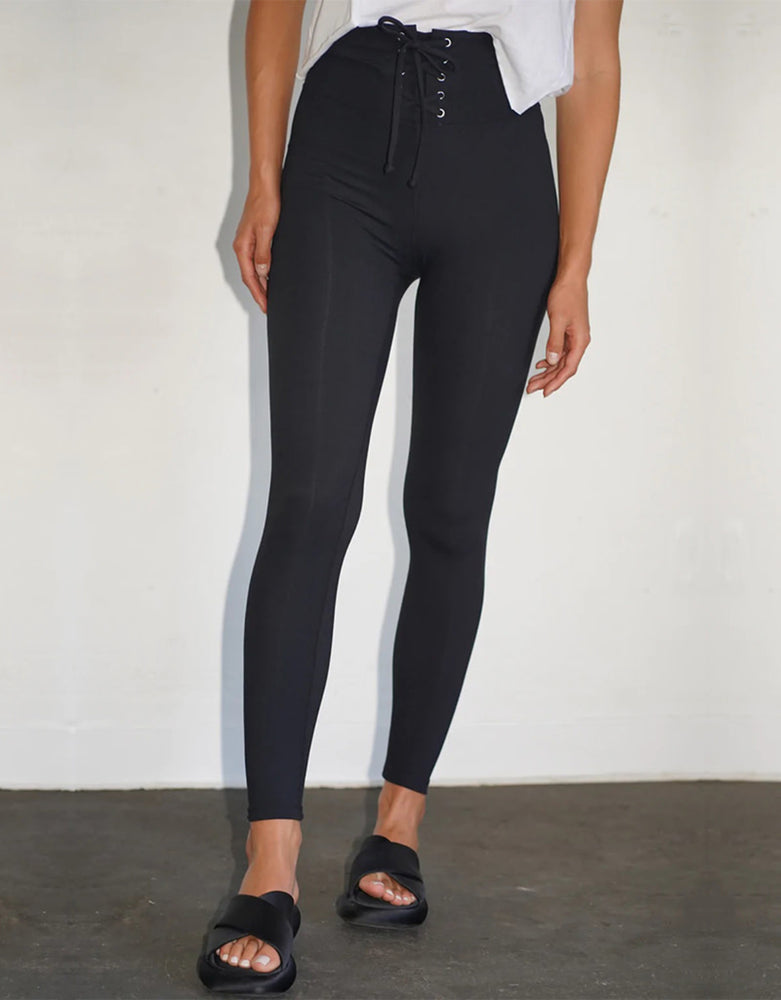 Dovie Lace Up Legging-Black